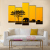 Group of elephant in thailand multi panel canvas wall art