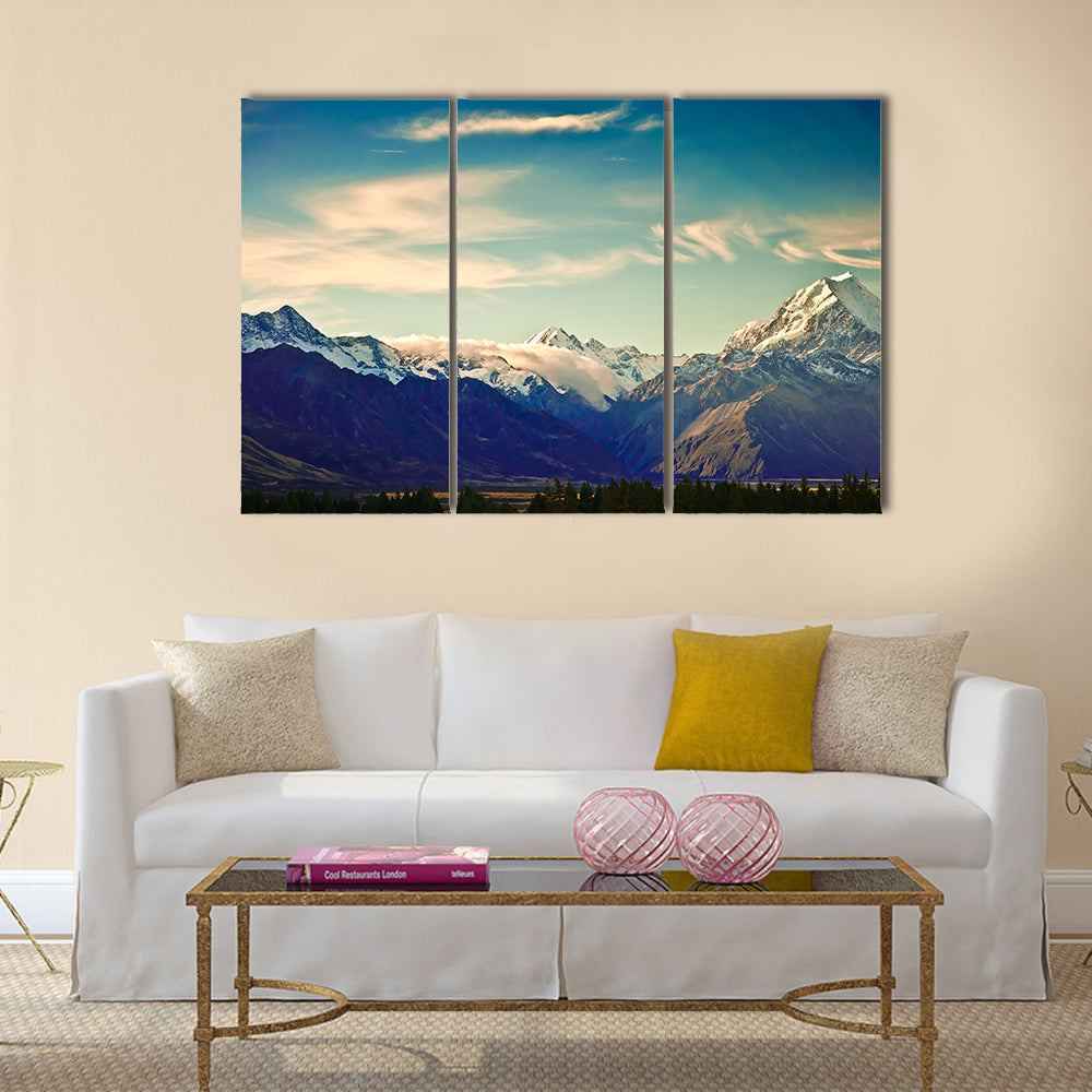 New Zealand scenic mountain landscape shot Multi panel canvas wall art