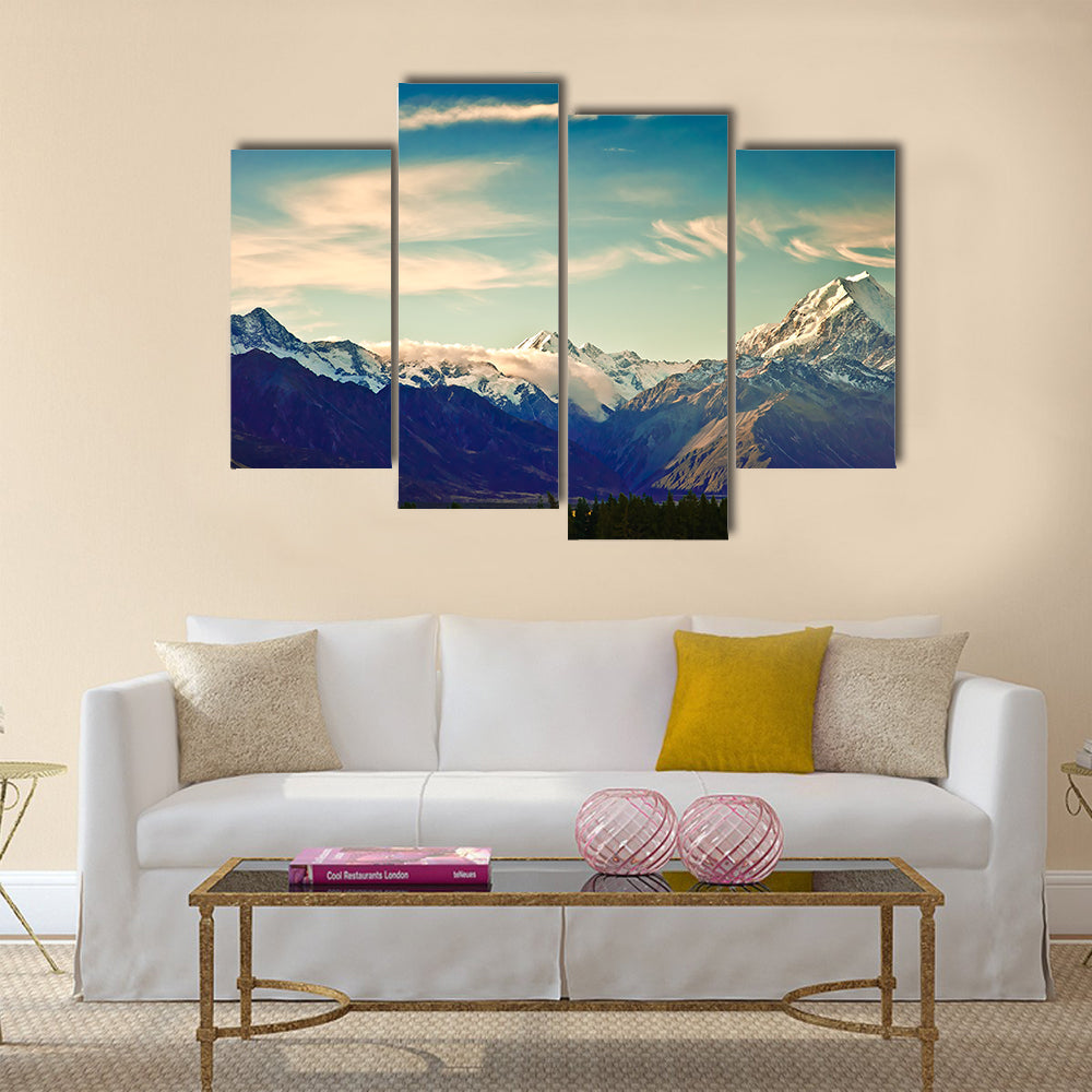 New Zealand scenic mountain landscape shot Multi panel canvas wall art