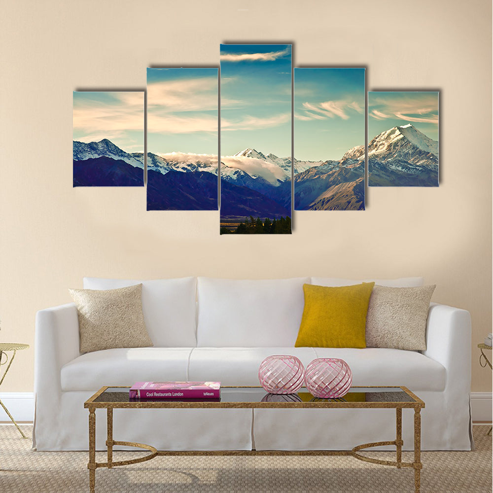 New Zealand scenic mountain landscape shot Multi panel canvas wall art