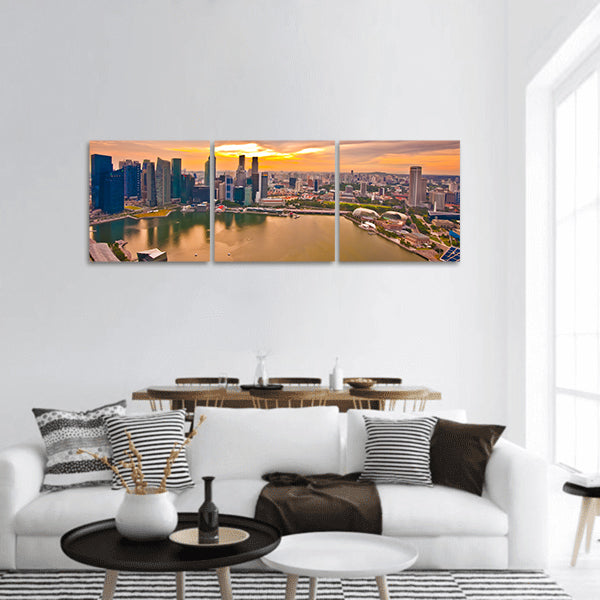 Singapore from Marina Bay Sand Resort at beautiful sunset Panoramic Canvas Wall Art