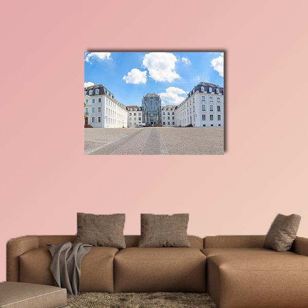 Panoramic outside view to castle in Saarbruecken under blue sky  wall art