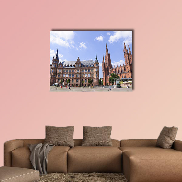 Marktplatz in Wiesbaden, Germany multi panel canvas wall art