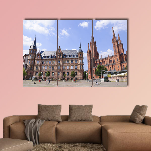 Marktplatz in Wiesbaden, Germany multi panel canvas wall art