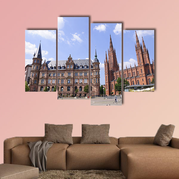 Marktplatz in Wiesbaden, Germany multi panel canvas wall art