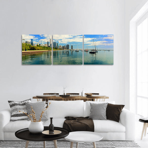 Lake Michigan and downtown Chicago skyline Panoramic Canvas Wall Art