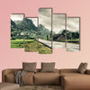 Rural landscape with road; house and mountains, multi panel canvas wall art