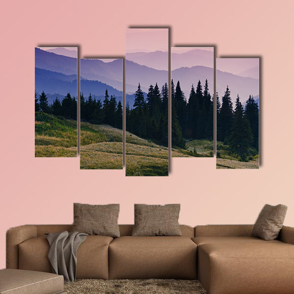 Beautiful morning in the mountains landscape multi panel canvas wall art