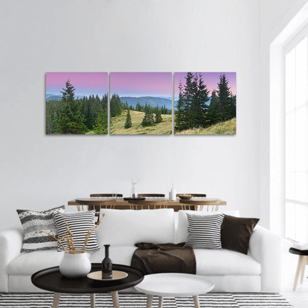 Beautiful morning in the mountains landscape Panoramic Canvas Wall Art