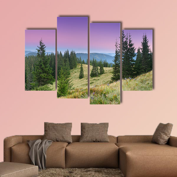 Beautiful morning in the mountains landscape multi panel canvas wall art