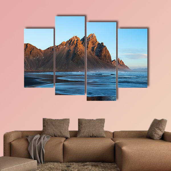Sunset over the Stoks Mountains on Vestrahorn Cape in Iceland wall art
