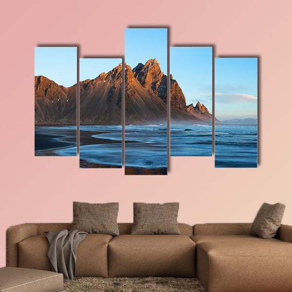 Sunset over the Stoks Mountains on Vestrahorn Cape in Iceland wall art