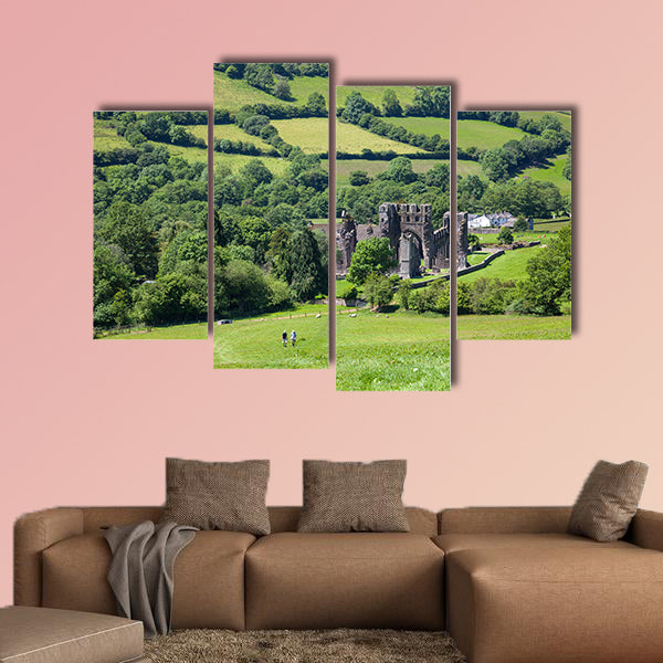 Llanthony Priory, Brecon Beacons, Wales Multi panel canvas wall art
