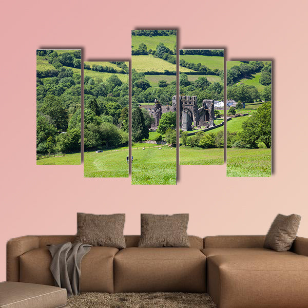 Llanthony Priory, Brecon Beacons, Wales Multi panel canvas wall art