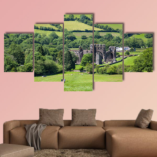Llanthony Priory, Brecon Beacons, Wales Multi panel canvas wall art