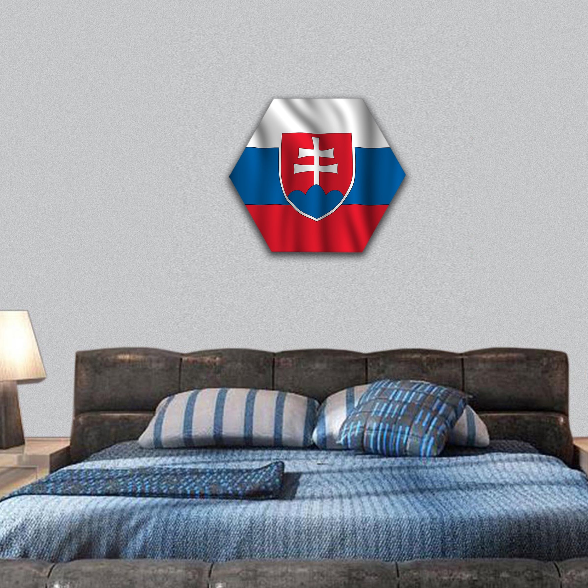 Slovakia National Flag Illustration hexagonal canvas wall art