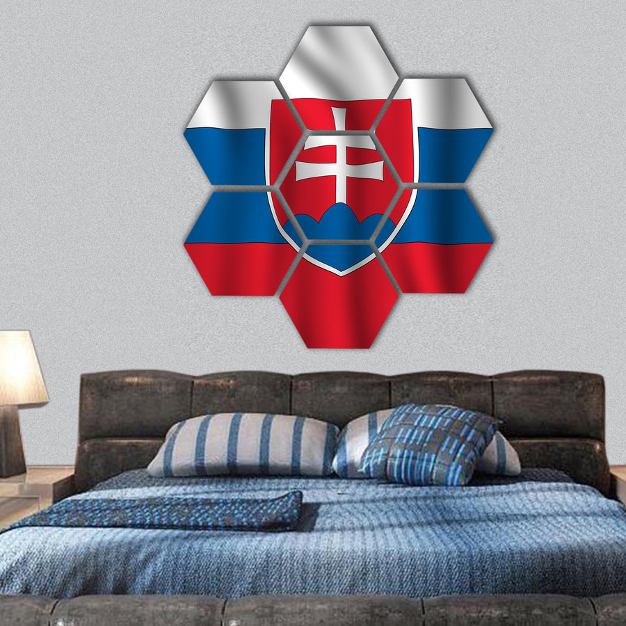 Slovakia National Flag Illustration hexagonal canvas wall art
