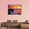 Tropical beach at sunset. Nature background Multi panel canvas wall art