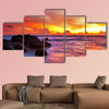 Tropical beach at sunset. Nature background Multi panel canvas wall art