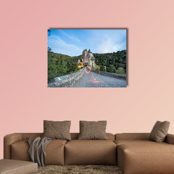 In the eve at the Eltz Castle with a beautiful evening light wall art