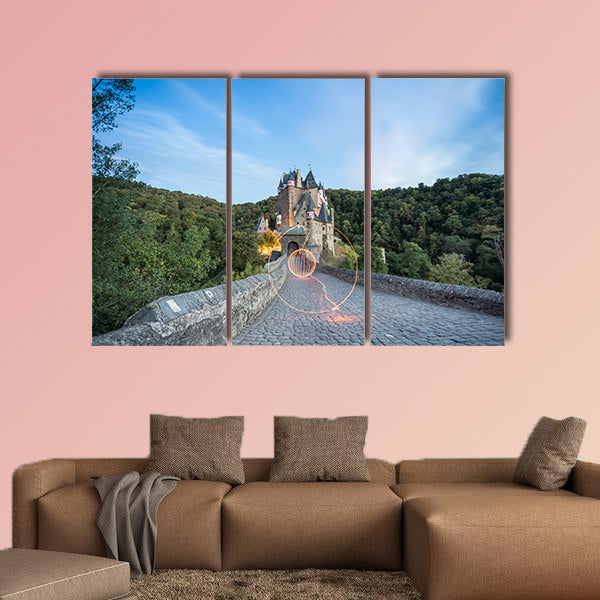 In the eve at the Eltz Castle with a beautiful evening light wall art