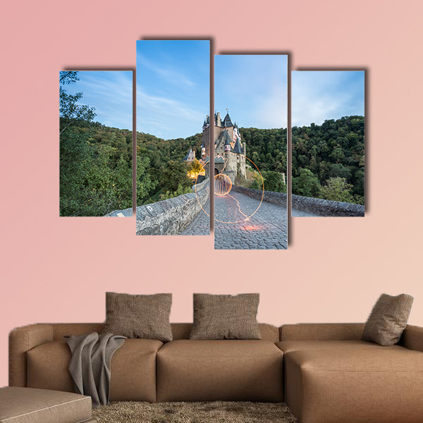 In the eve at the Eltz Castle with a beautiful evening light wall art