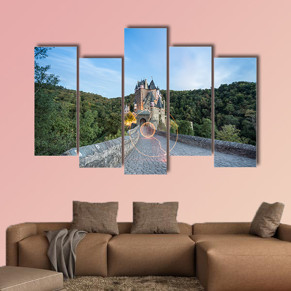In the eve at the Eltz Castle with a beautiful evening light wall art
