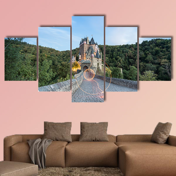 In the eve at the Eltz Castle with a beautiful evening light wall art