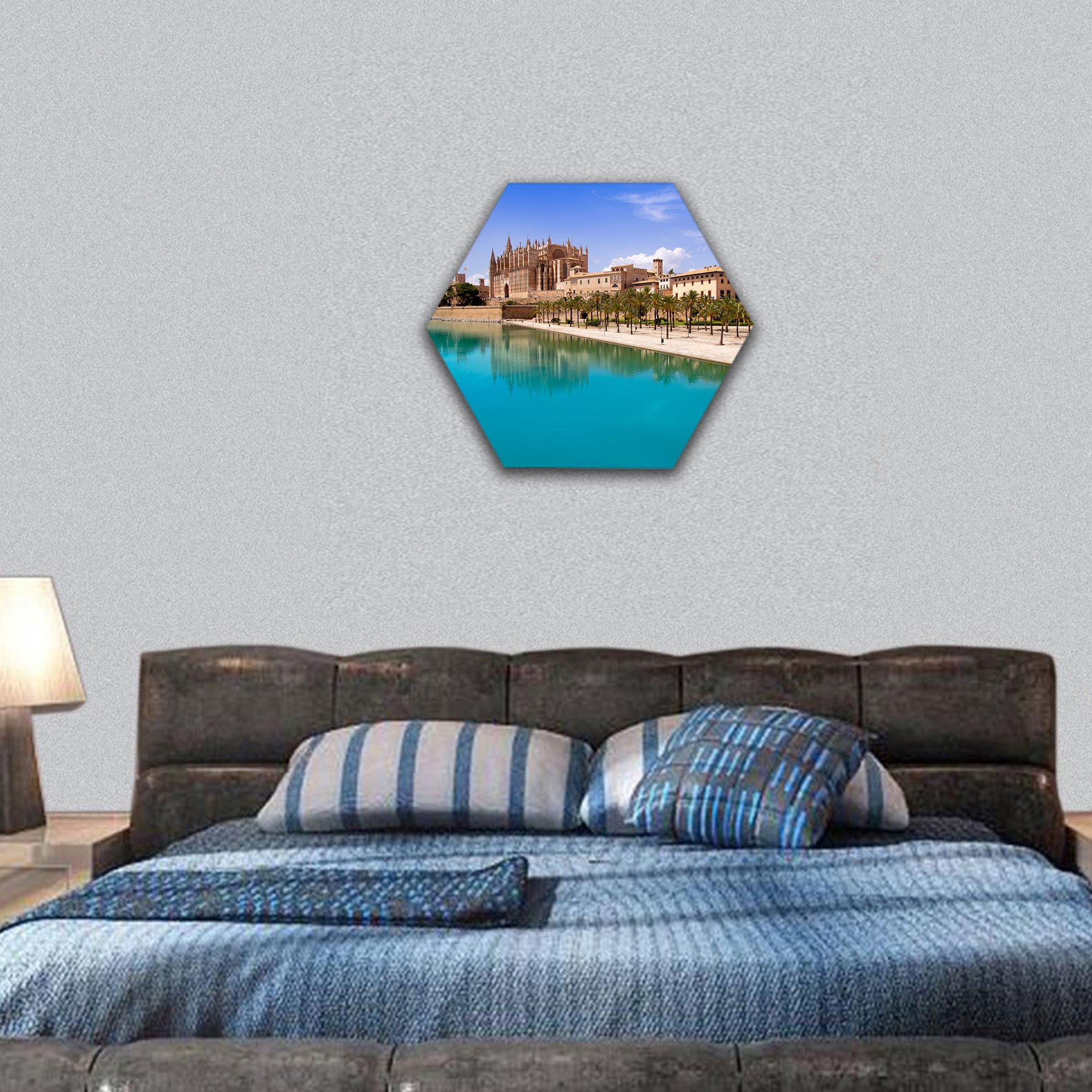 Majorca La seu Cathedral ,Almudaina from Palma de Mallorca hexagonal canvas wall art