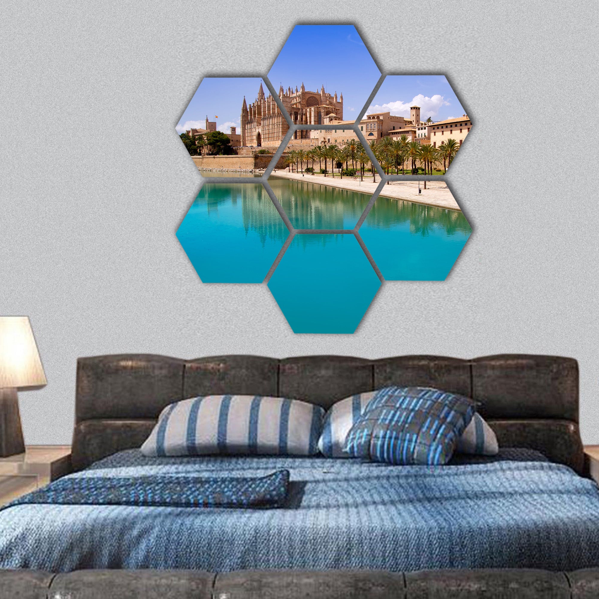 Majorca La seu Cathedral ,Almudaina from Palma de Mallorca hexagonal canvas wall art