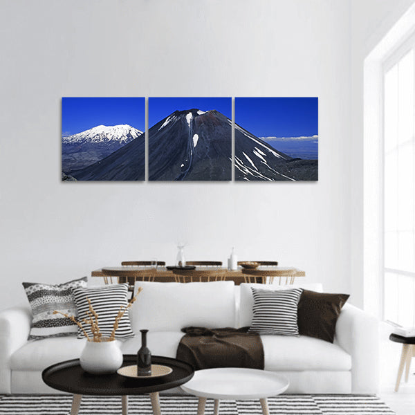 Active Volcanos Mount Ngauruhoe and Ruapehu panoramic canvas wall art