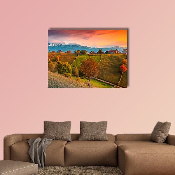 Beautiful autumn alpine landscape, Transylvania multi panel canvas wall art