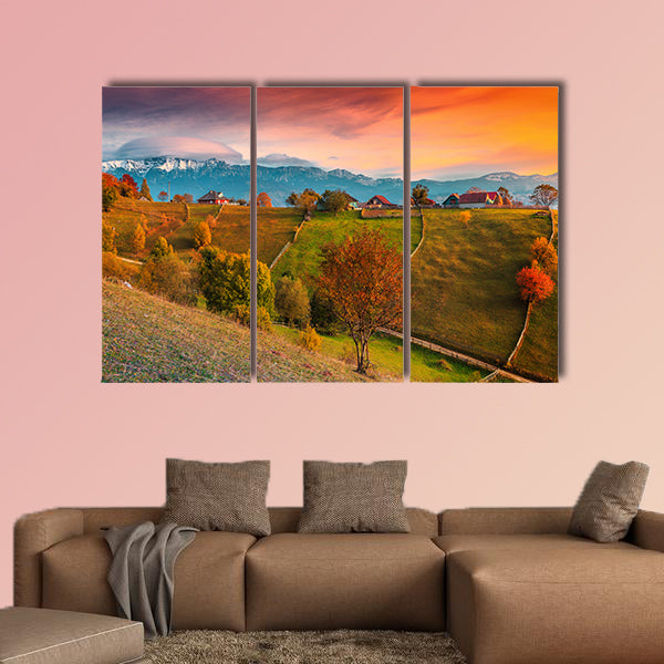 Beautiful autumn alpine landscape, Transylvania multi panel canvas wall art