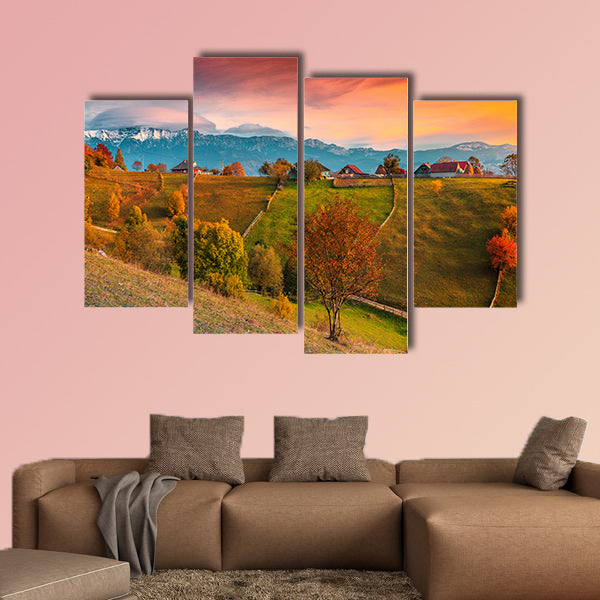 Beautiful autumn alpine landscape, Transylvania multi panel canvas wall art
