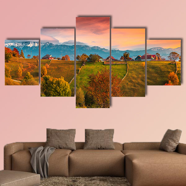 Beautiful autumn alpine landscape, Transylvania multi panel canvas wall art