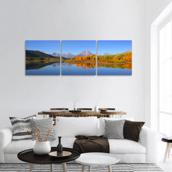 Grand tetons national park in Autumn panoramic canvas wall art