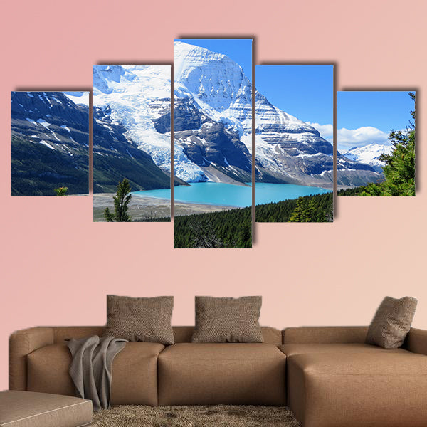 Admiring the view of Berg Lake and Mount Robson wall art