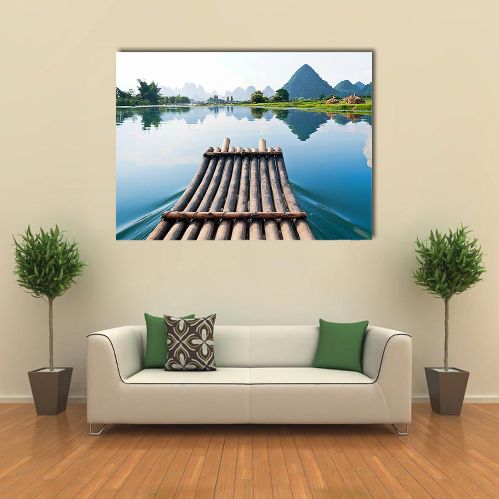 Bamboo rafting in Li River, Guilin - Yangshou China multi panel canvas wall art