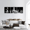 Check mate chess game in black and white Panoramic Canvas Wall Art