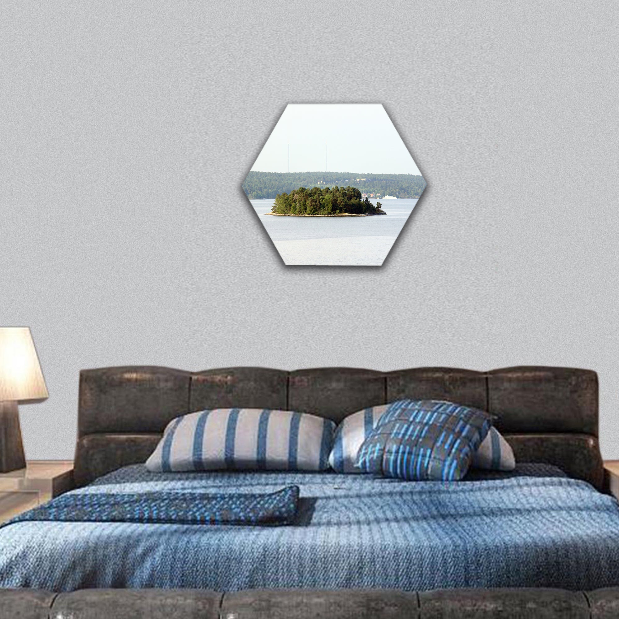 Lonely island in Sweden, Stockholm Archipelago hexagonal canvas wall art