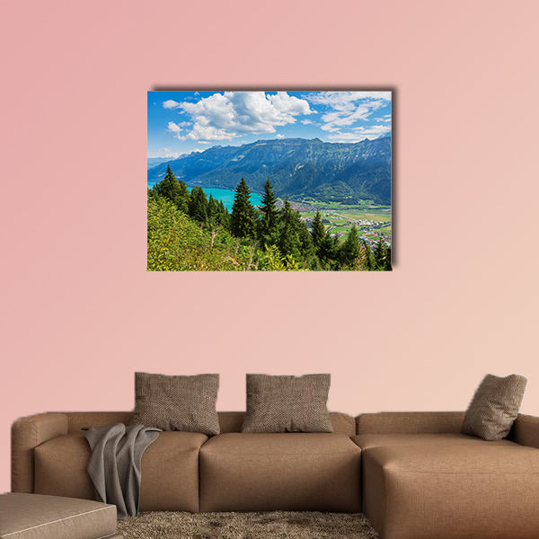 View from Mt. Harderkulm in Switzerland in summer multi panel canvas wall art