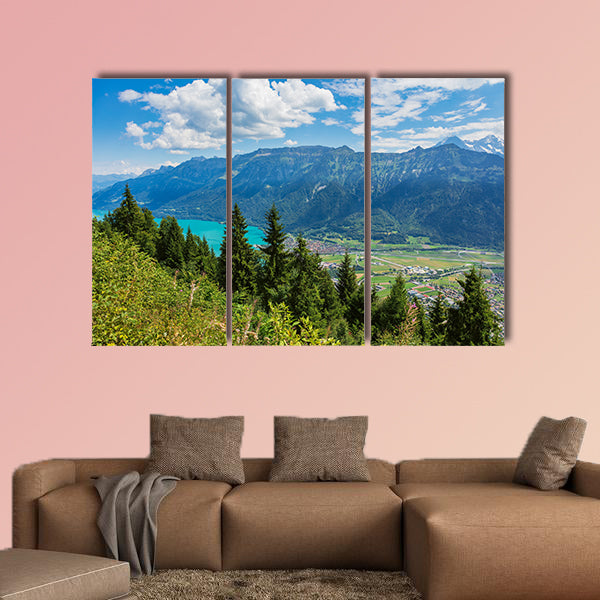 View from Mt. Harderkulm in Switzerland in summer multi panel canvas wall art