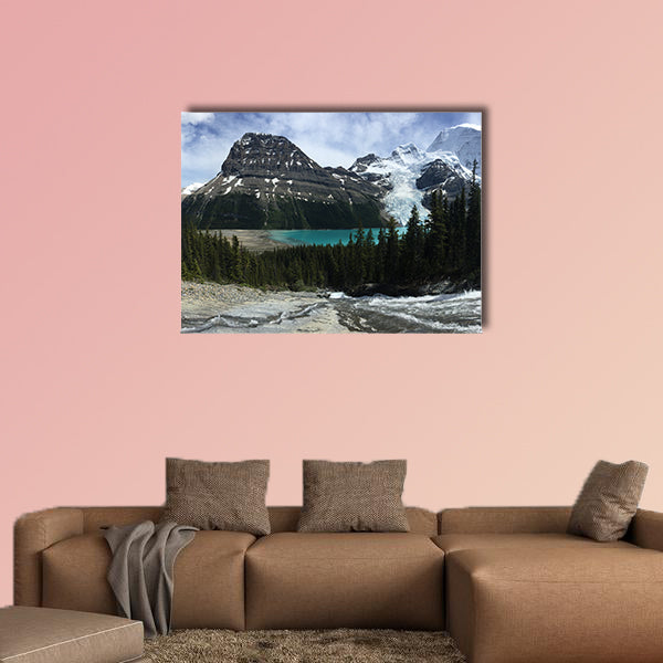Toboggan Falls flowing down to Berg Lake, overlooking Mount wall art