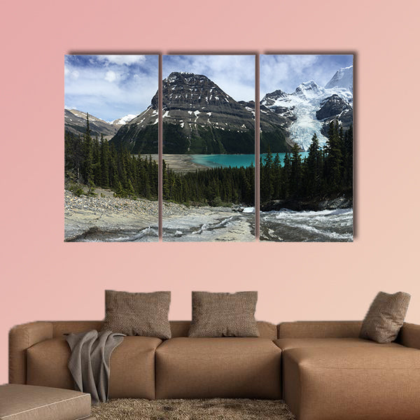 Toboggan Falls flowing down to Berg Lake, overlooking Mount wall art