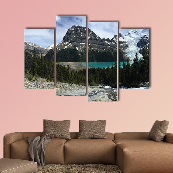Toboggan Falls flowing down to Berg Lake, overlooking Mount wall art