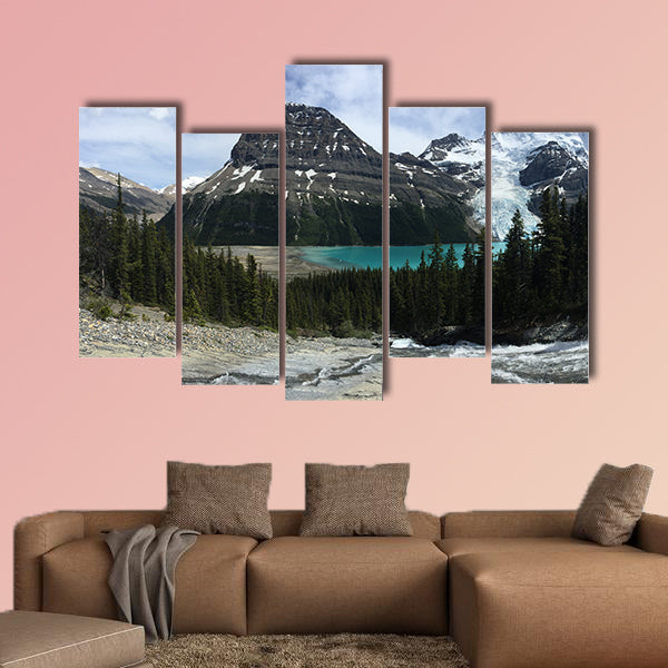 Toboggan Falls flowing down to Berg Lake, overlooking Mount wall art
