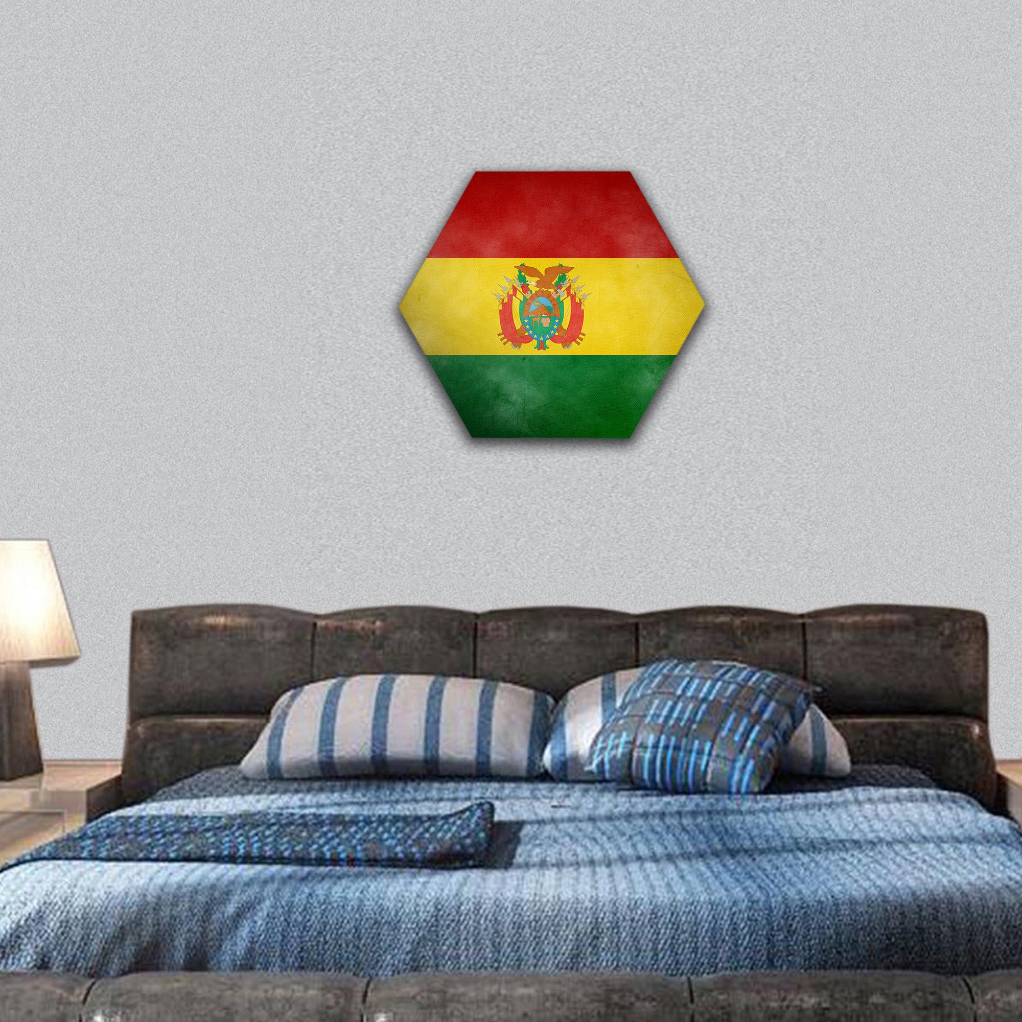 Bolivia flag on old and vintage grunge texture hexagonal canvas wall art