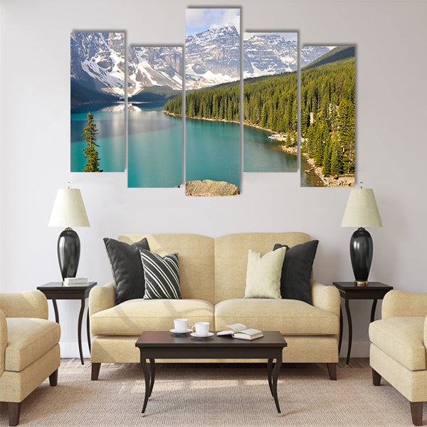 Moraine Lake, Rocky Mountains, Canada multi panel canvas wall art