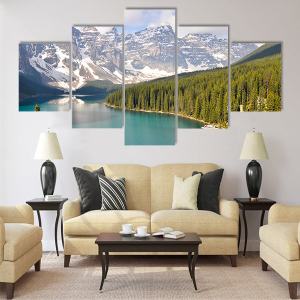 Moraine Lake, Rocky Mountains, Canada multi panel canvas wall art