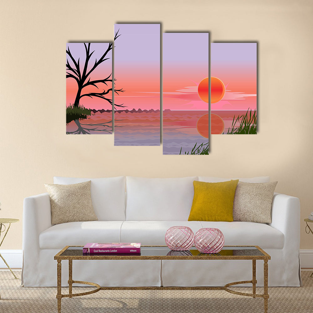 landscape with sunset multi panel canvas wall art